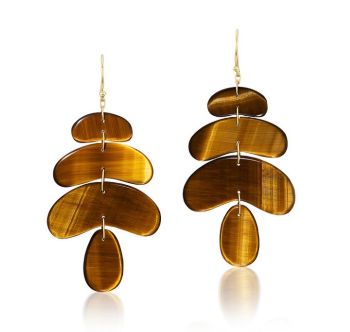 Small Flat Totem Earring with Tiger's Eye