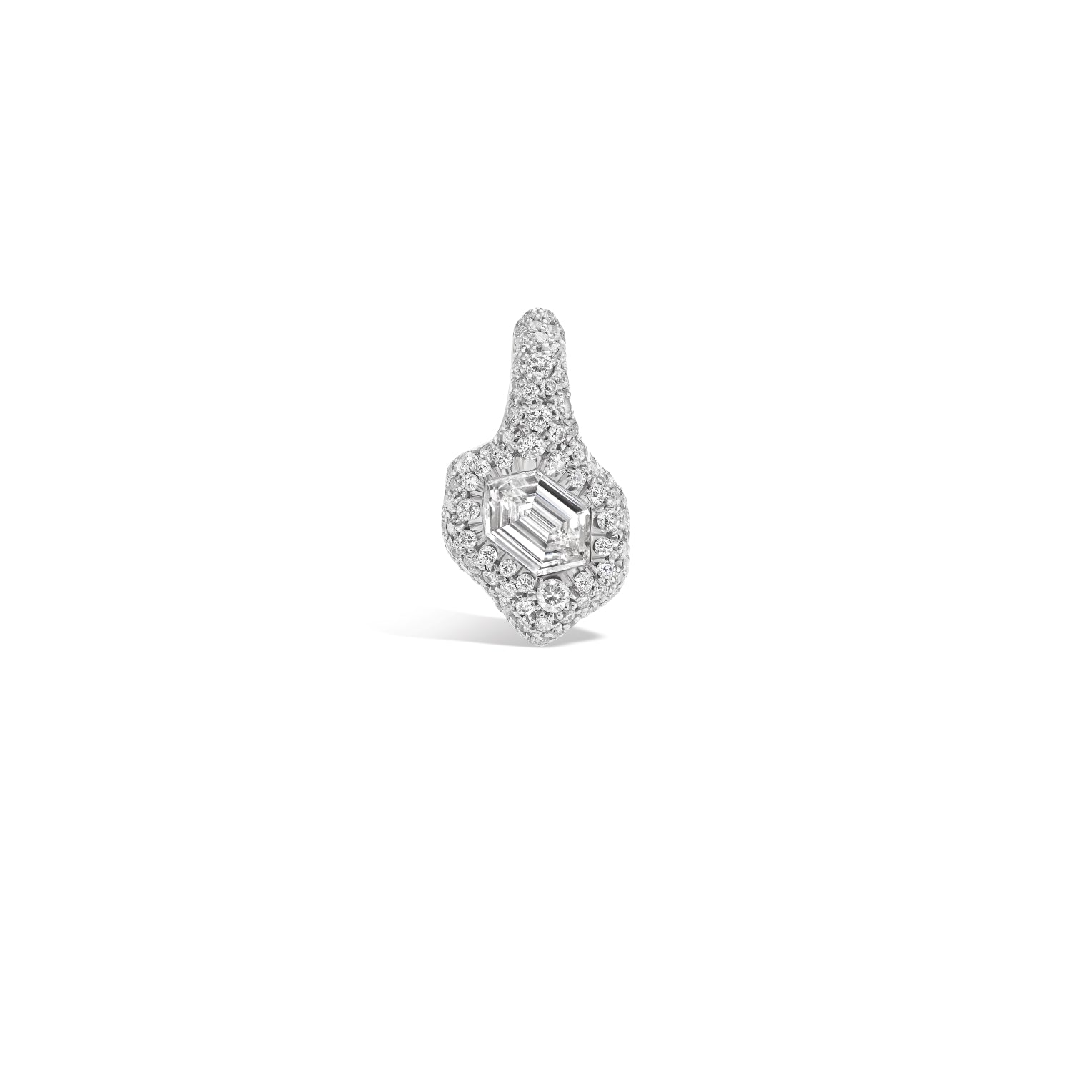 Hexagonal Cut White Diamond Fade Pendant in White Gold