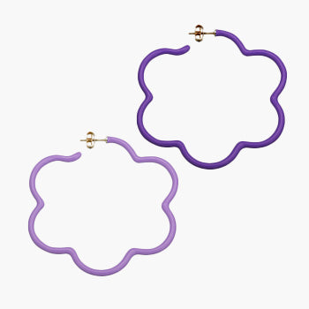Large Flower Power Purple Hoops
