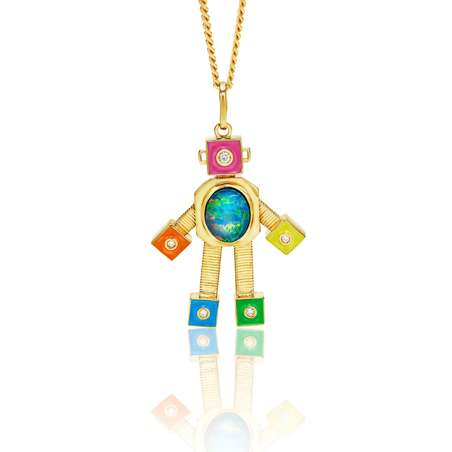 Black Opal Galaxy Van Robot in Yellow Gold