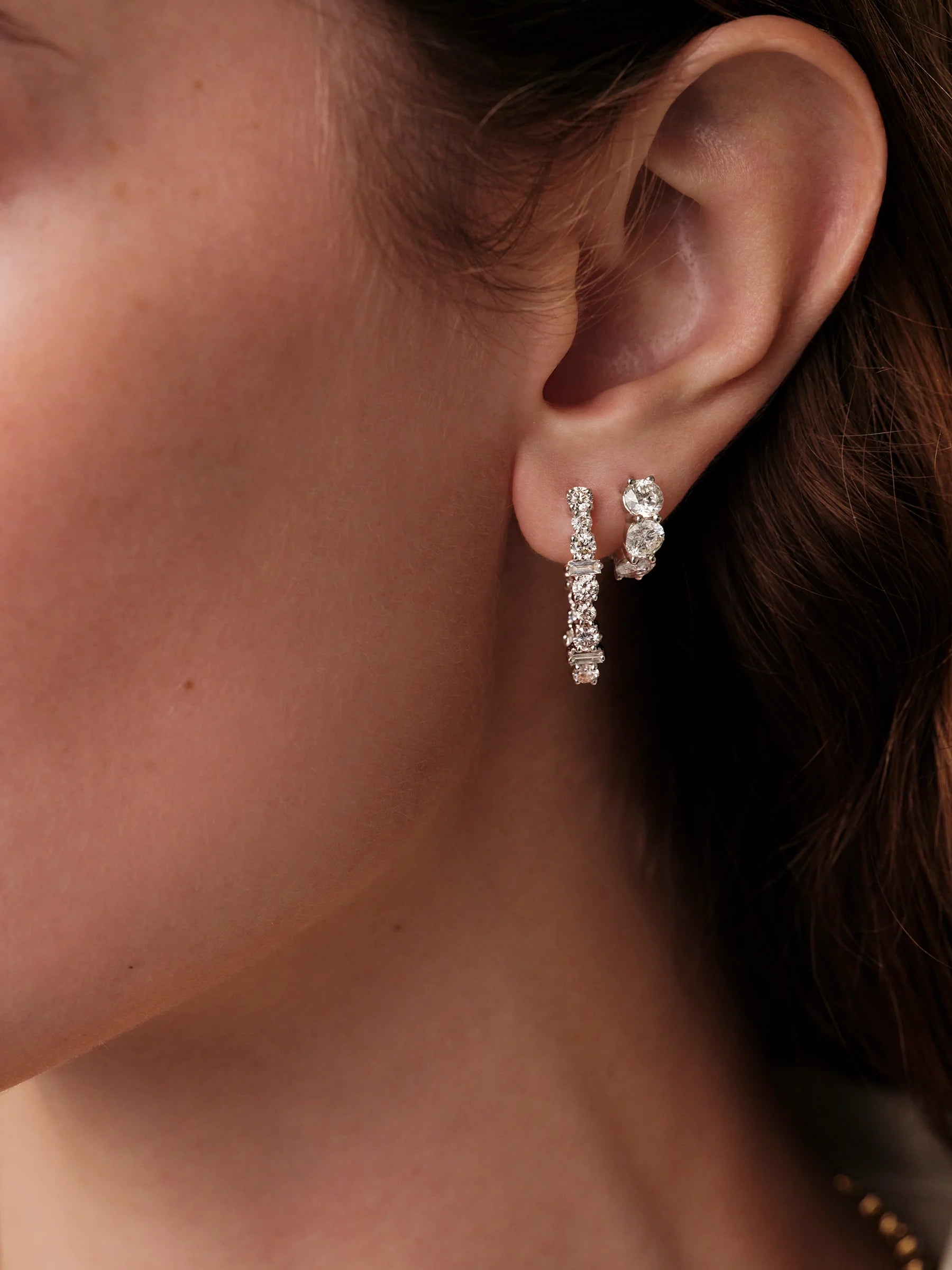 White Diamond Large Rivulet Hoops in White Gold