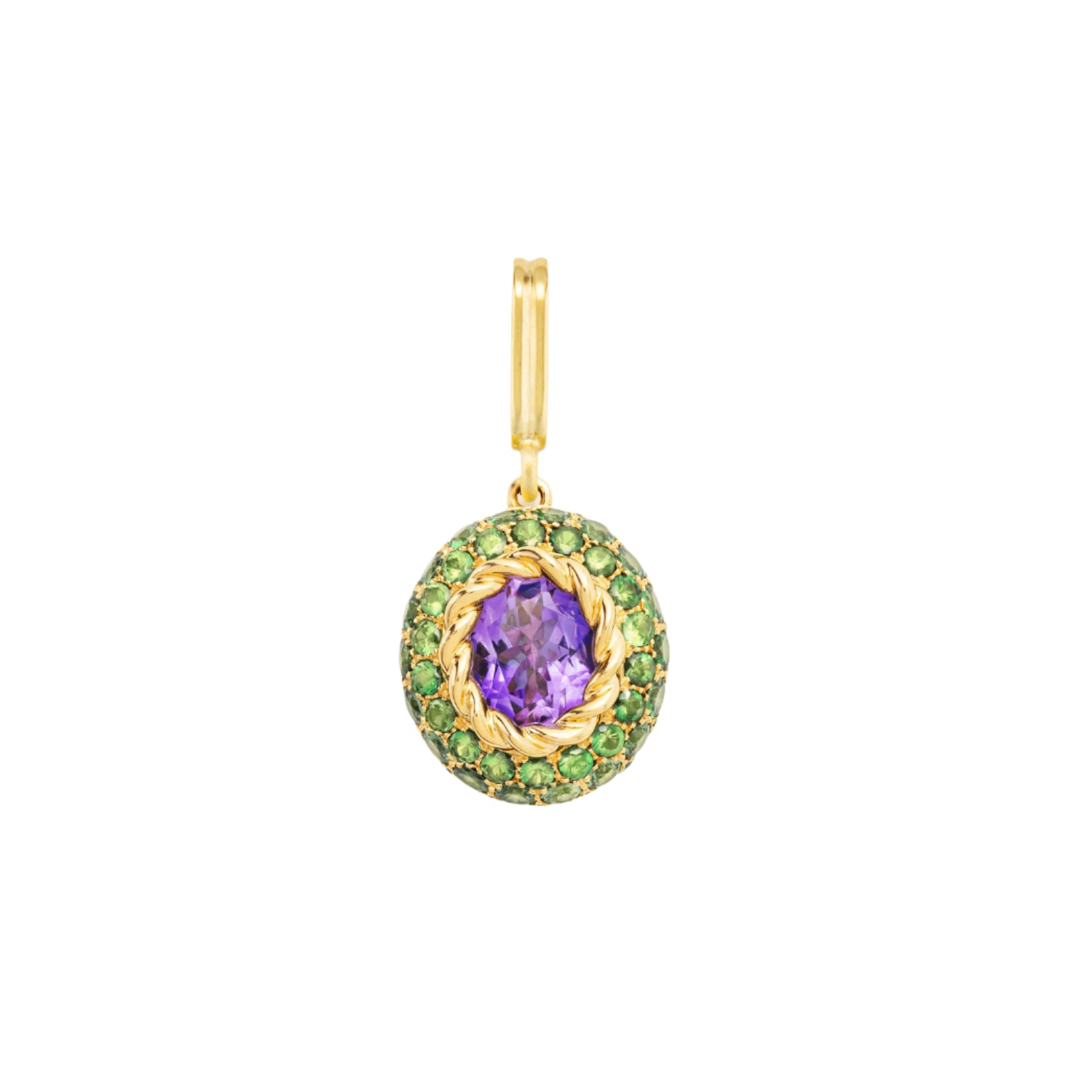 Amethyst & Tsavorite Baby Velvet Medal Charm