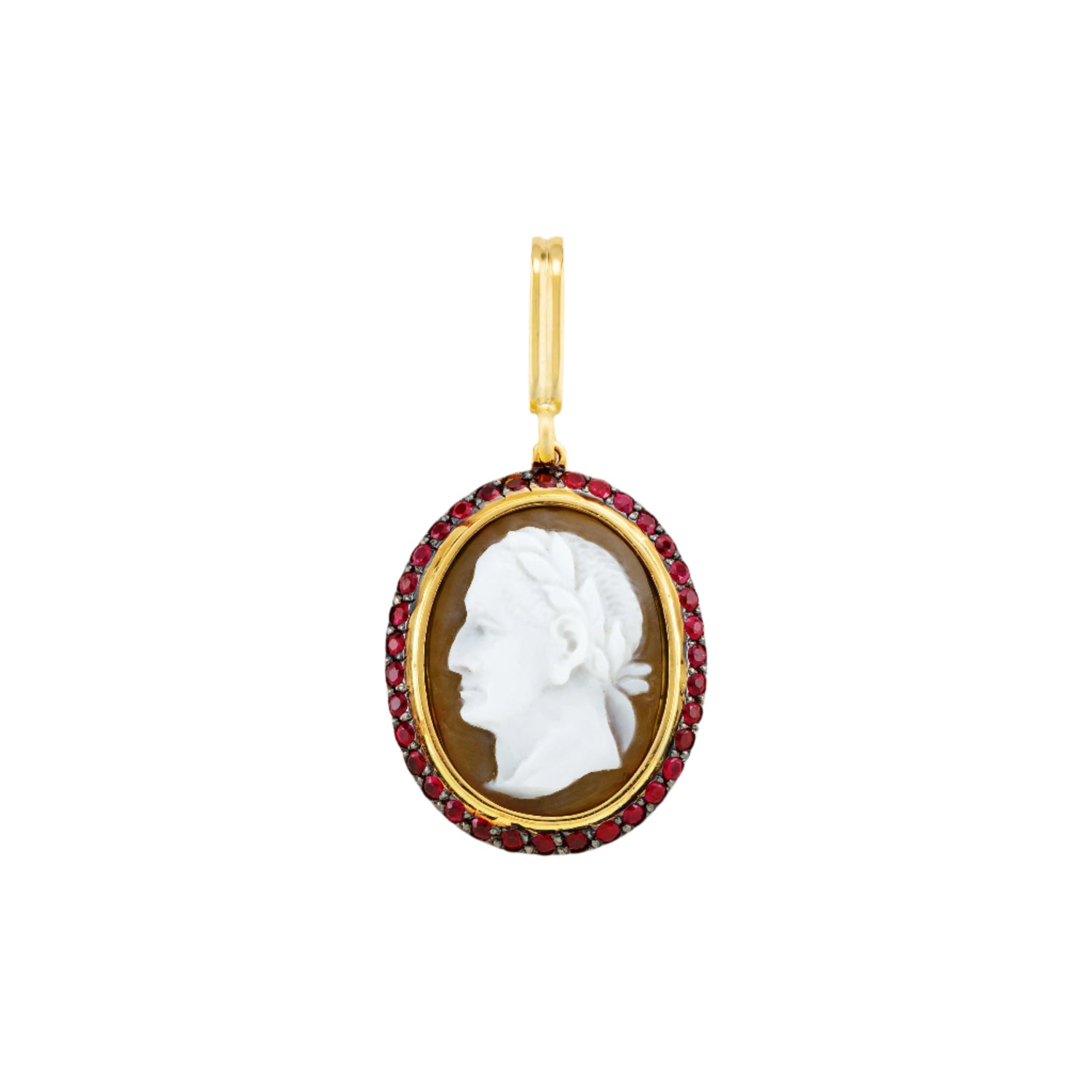 Shell Cameo & Ruby Precious Cameo Charm
