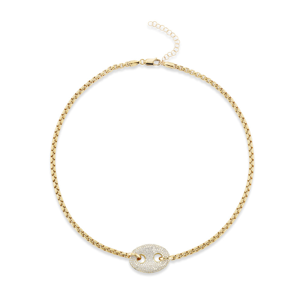Diamond Pavè Nautical Link Necklace