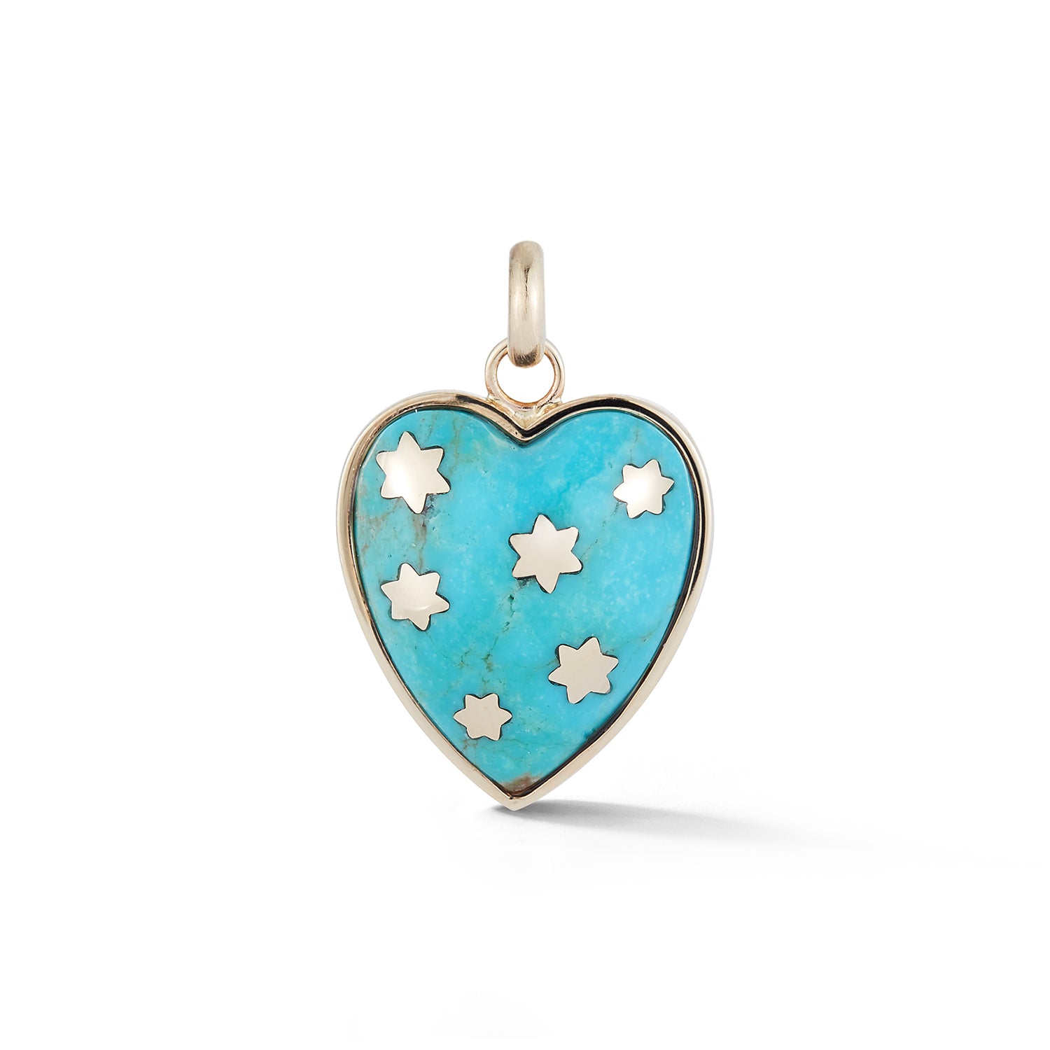 Turquoise Anna Heart Charm in Yellow Gold