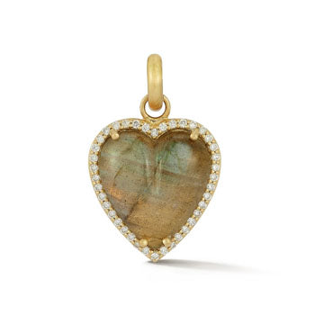 Alana Heart Charm with Labradorite, Diamond