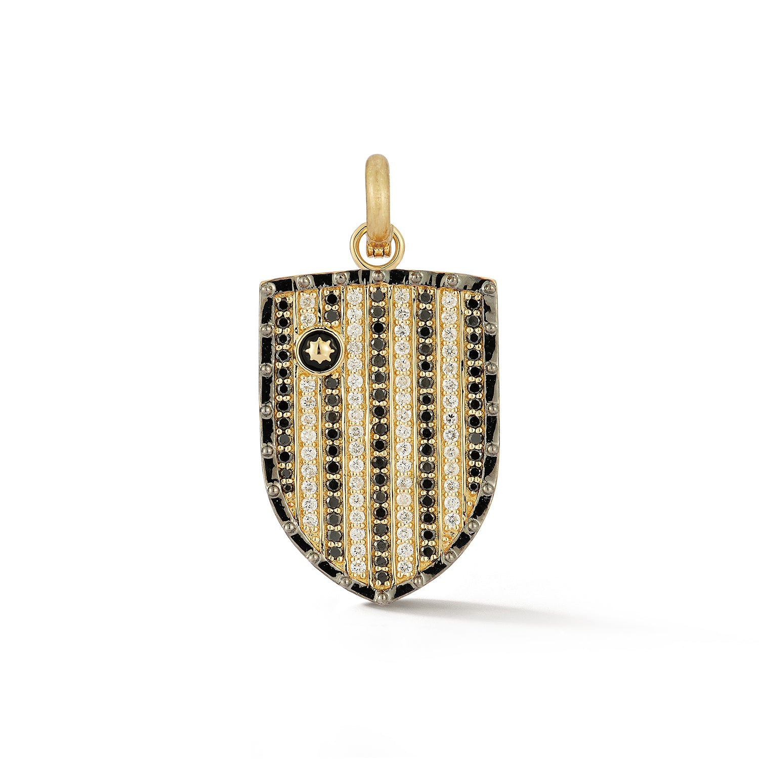 Black and White Diamond Walter Medallion in Yellow Gold