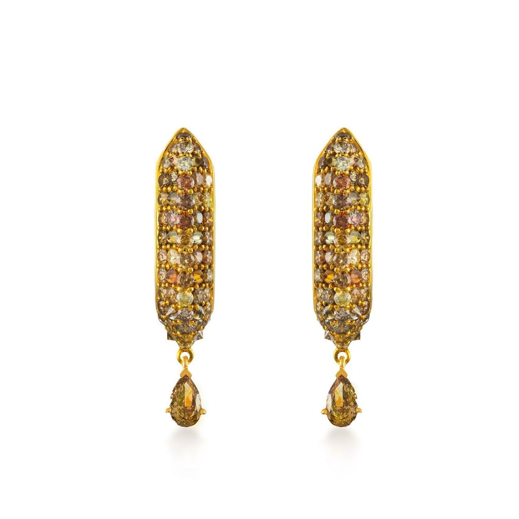 Stardust Fancy Colored Diamond Pavé Pear Drop Hoops
