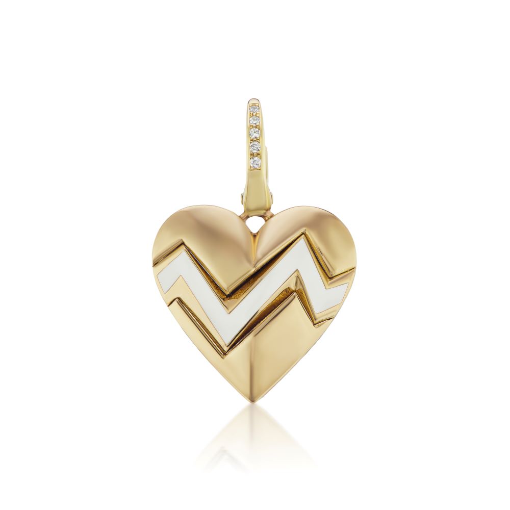 Large Heart Throb Charm White