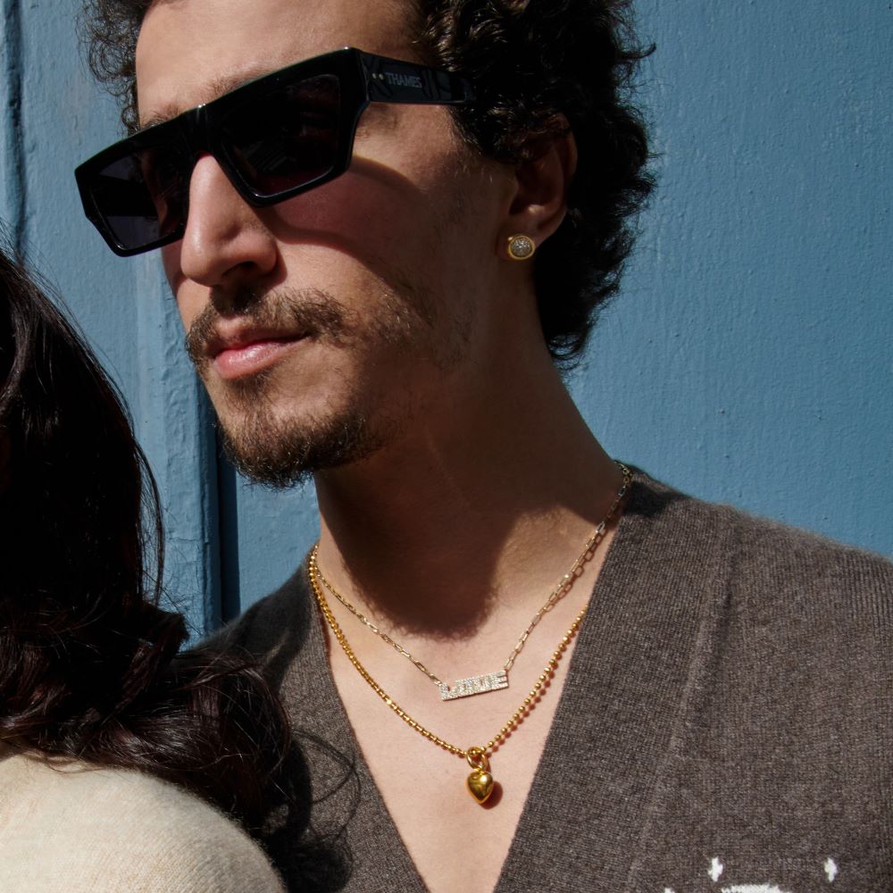 White Diamond Pavé Scuba Stud Earrings in Yellow Gold