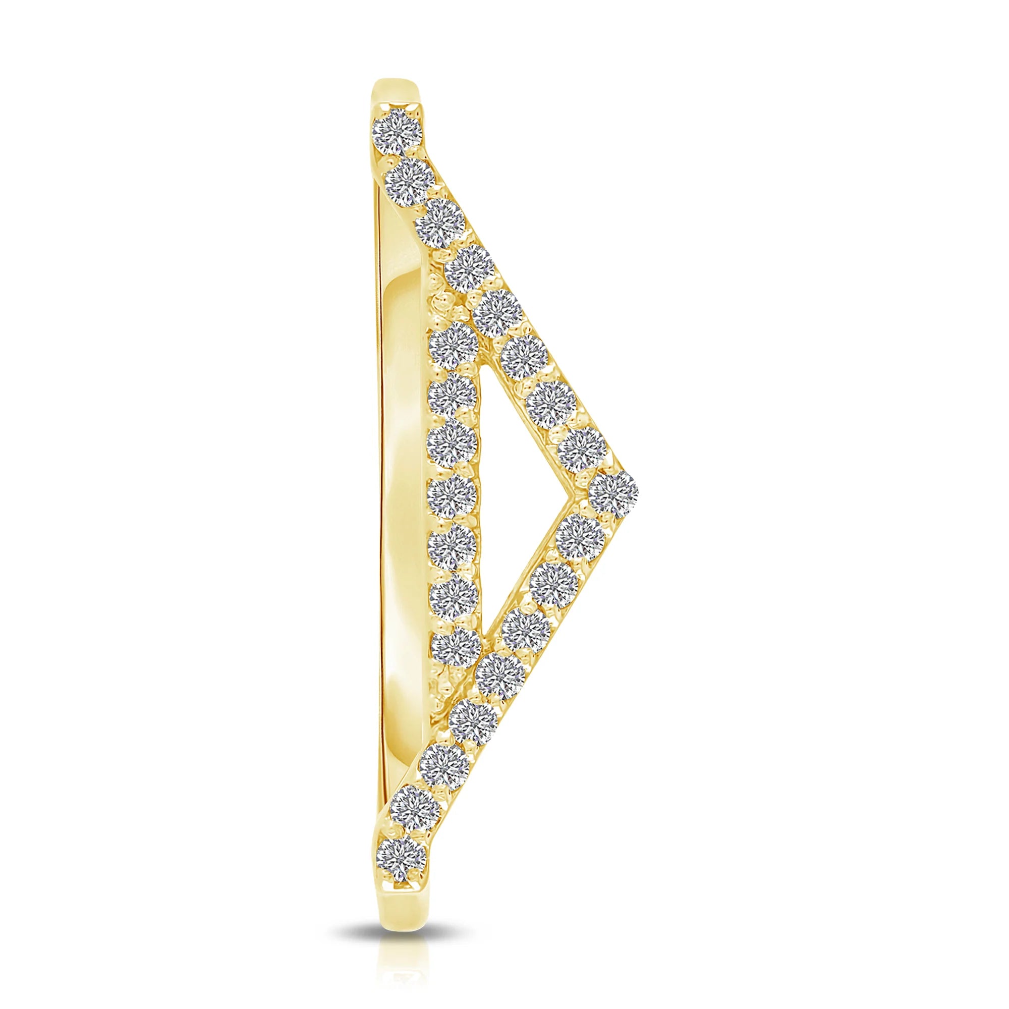 Pavè White Diamond Letter Ring in Yellow Gold
