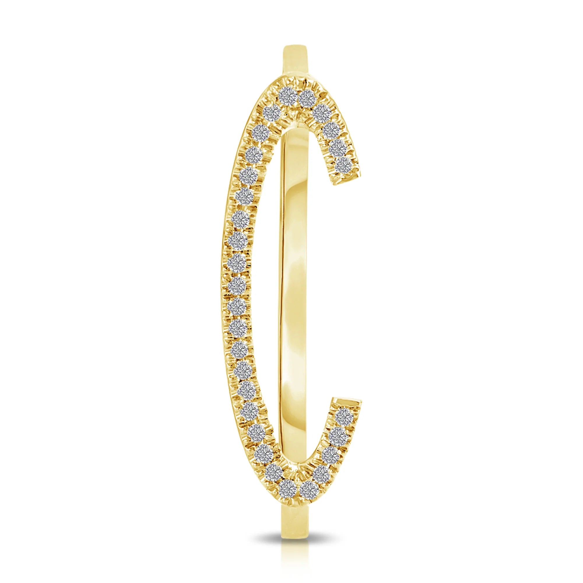 Pavè White Diamond Initial Ring in Yellow Gold