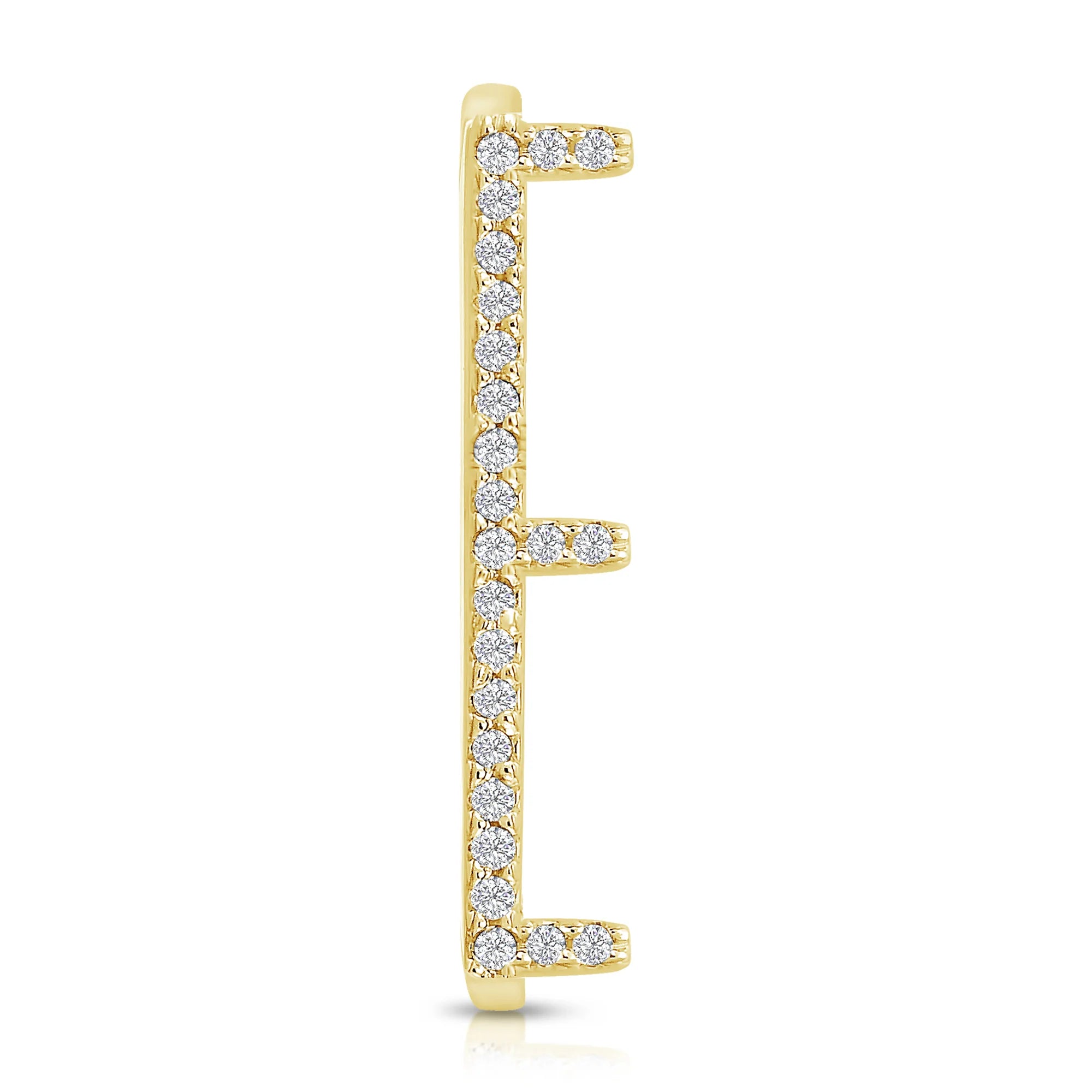 Pavè White Diamond Initial Ring in Yellow Gold