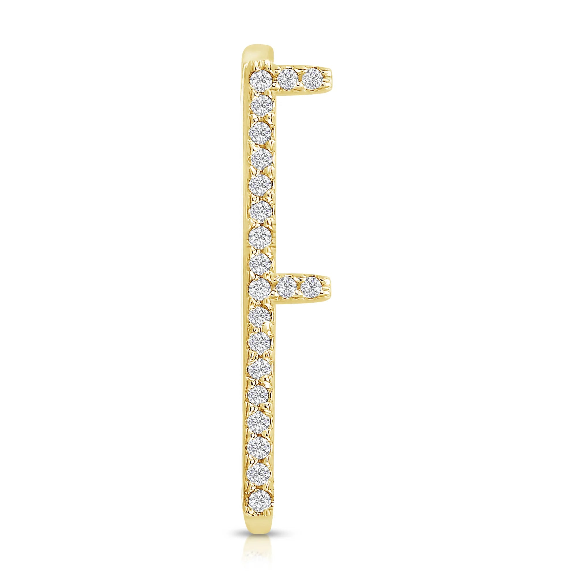 Pavè White Diamond Letter Ring in Yellow Gold