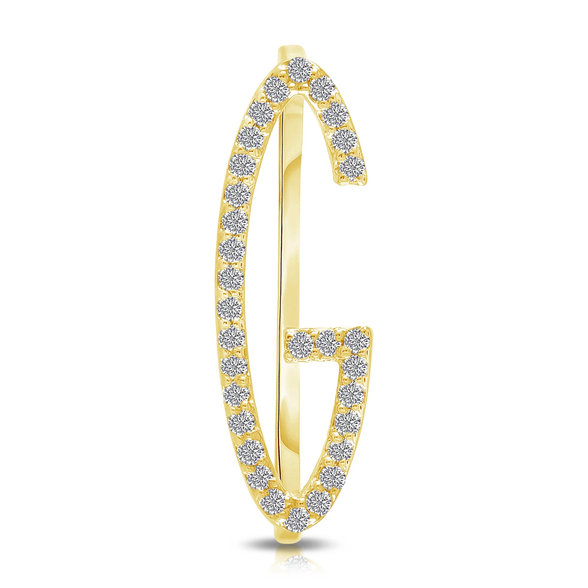 Pavè White Diamond Initial Ring in Yellow Gold