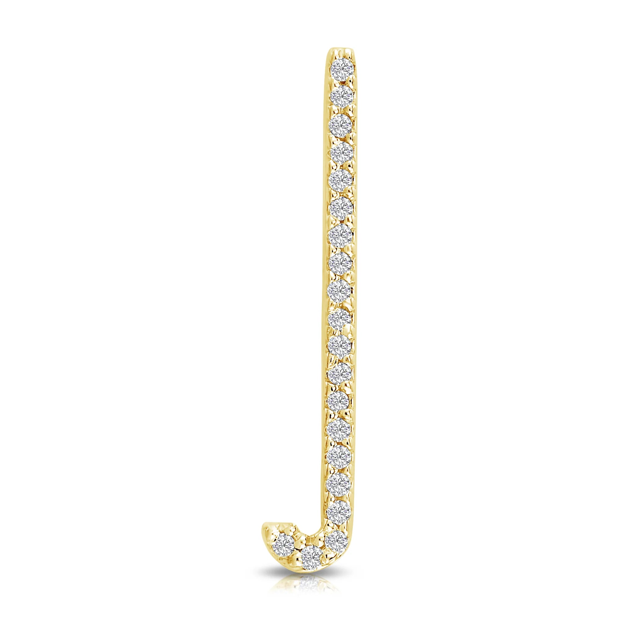 Pavè White Diamond Initial Ring in Yellow Gold