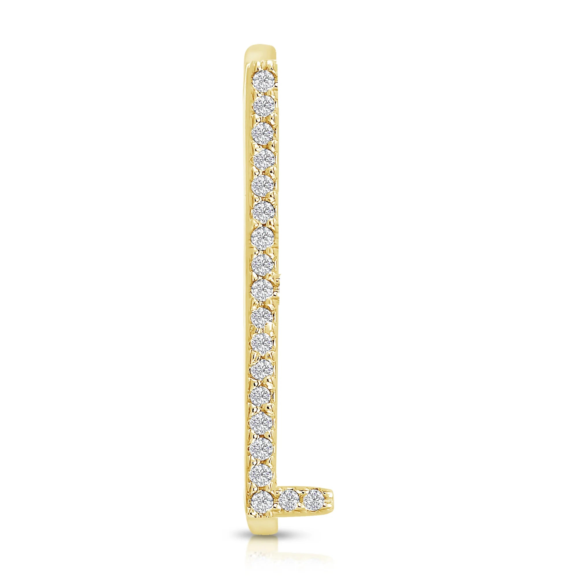 Pavè White Diamond Initial Ring in Yellow Gold