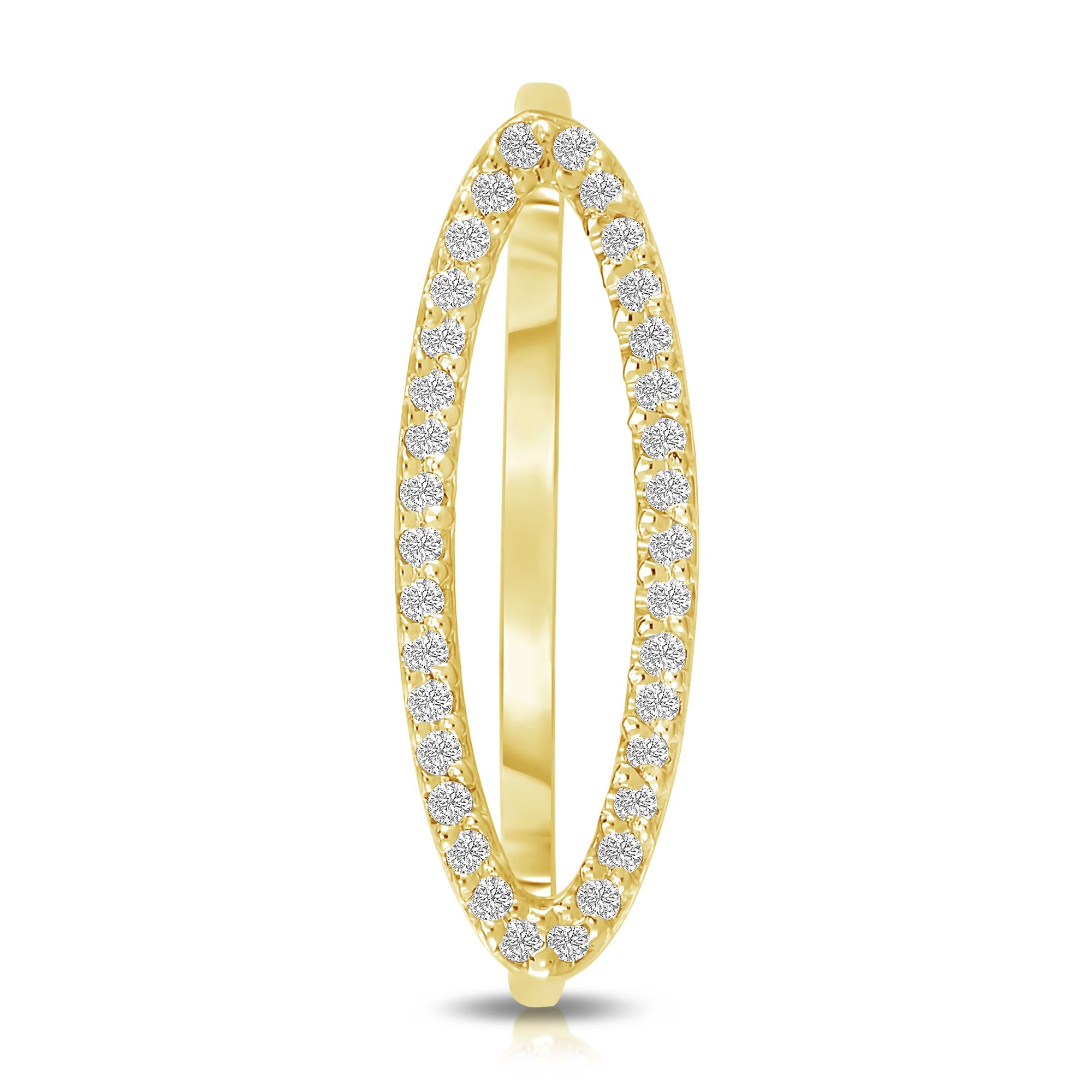 Pavè White Diamond Initial Ring in Yellow Gold