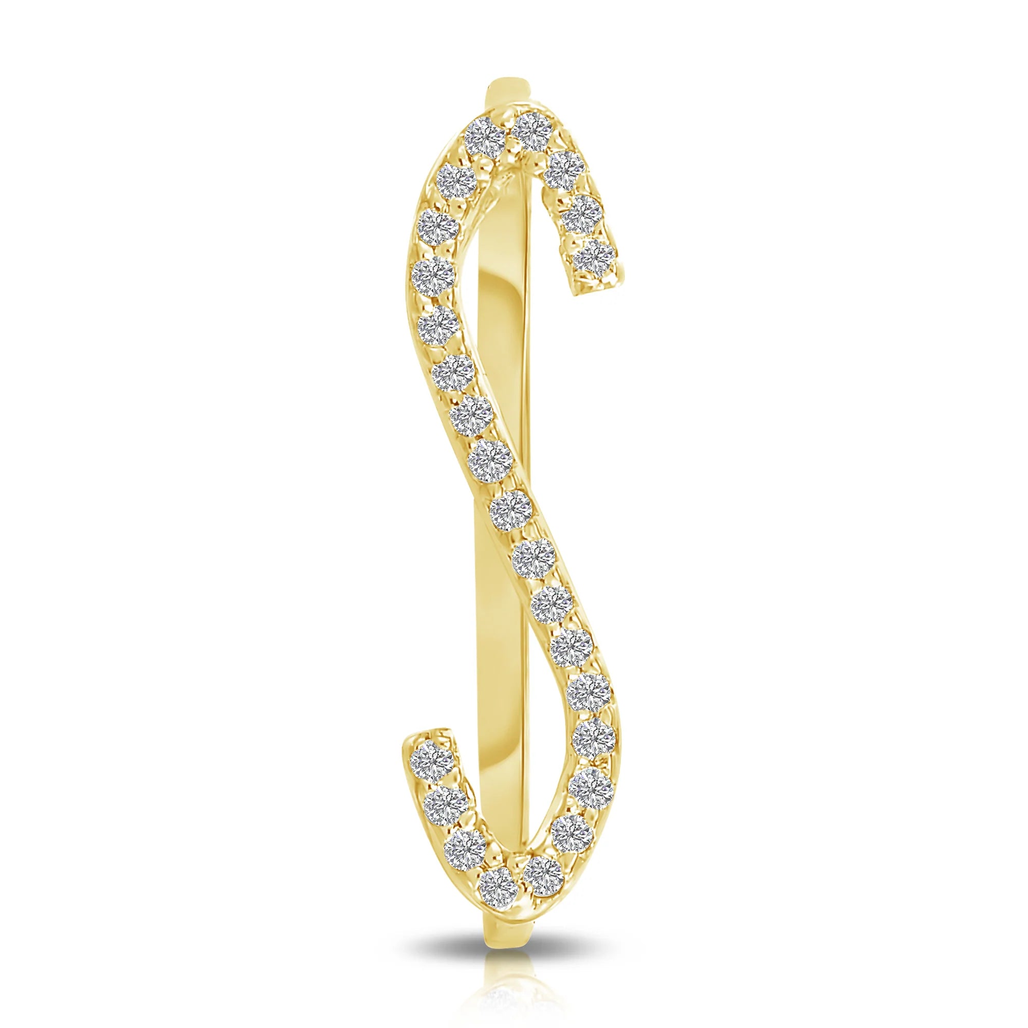 Pavè White Diamond Initial Ring in Yellow Gold