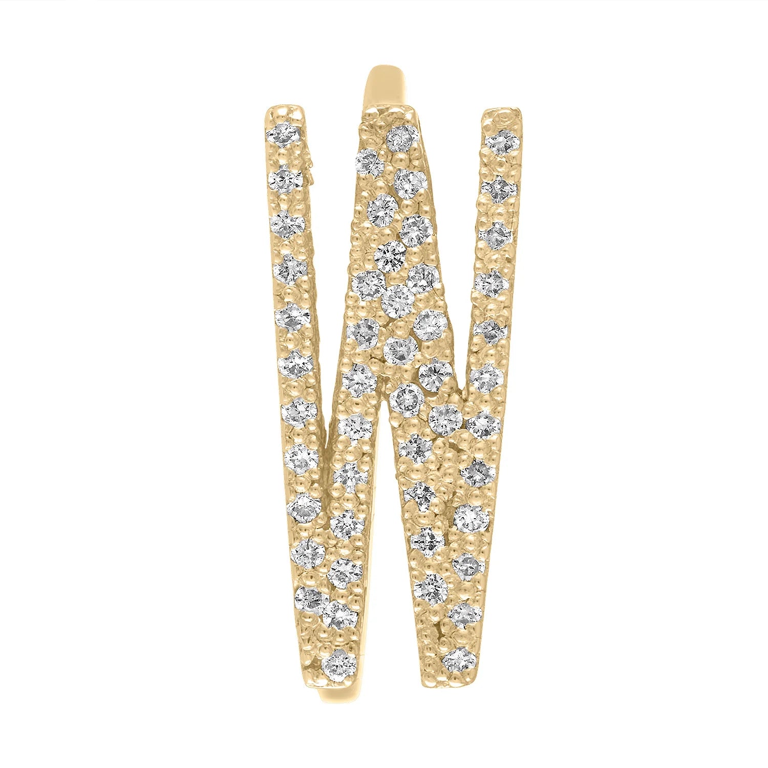 Pavè White Diamond Initial Ring in Yellow Gold