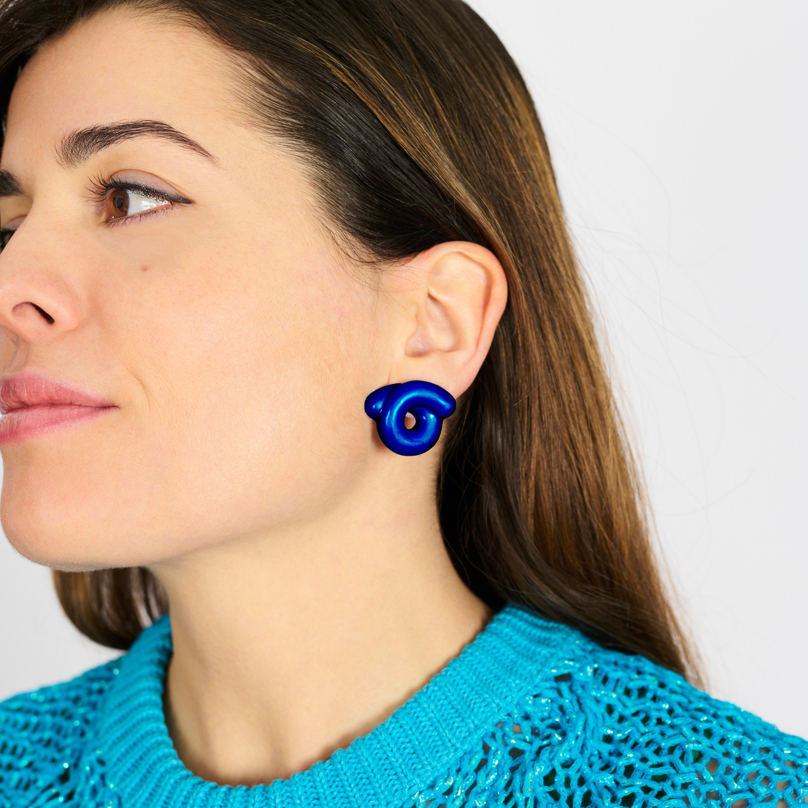 Blue Tarallo Stud Earrings