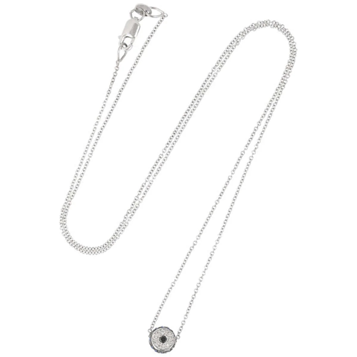 White Diamond and Blue Sapphire Leda Necklace in White Gold