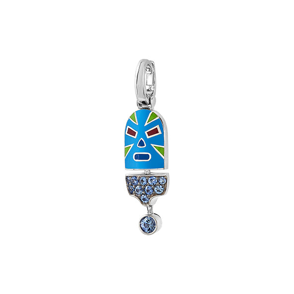 The Mankind Blue Luchadores Pendant with Blue Sapphires in White Gold