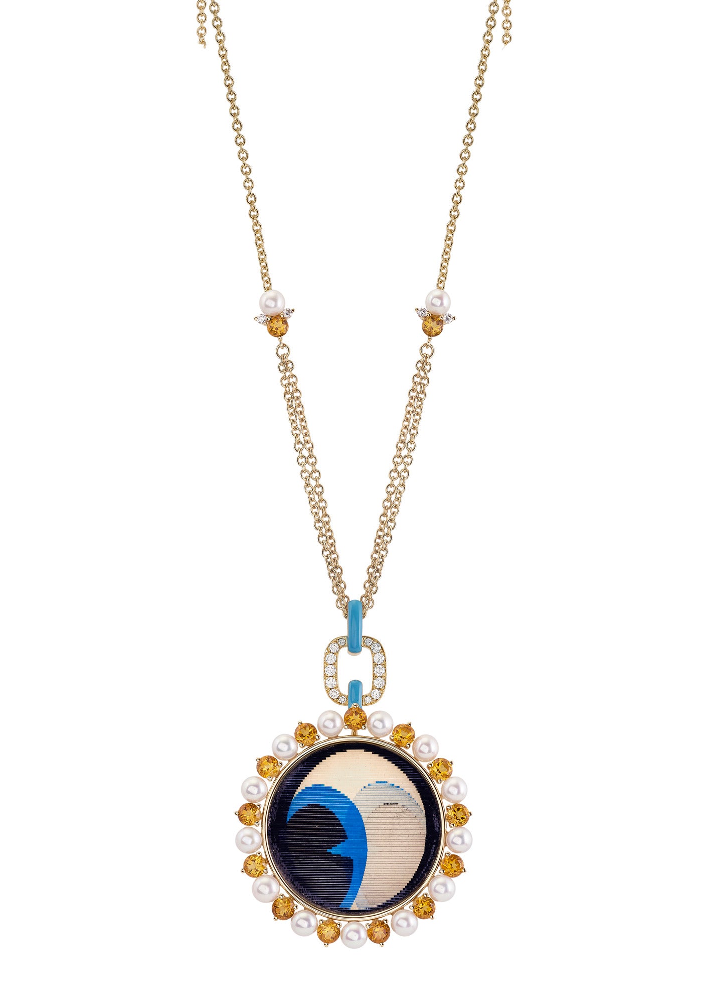 Eyes Wide Citrine Pendant in Yellow Gold