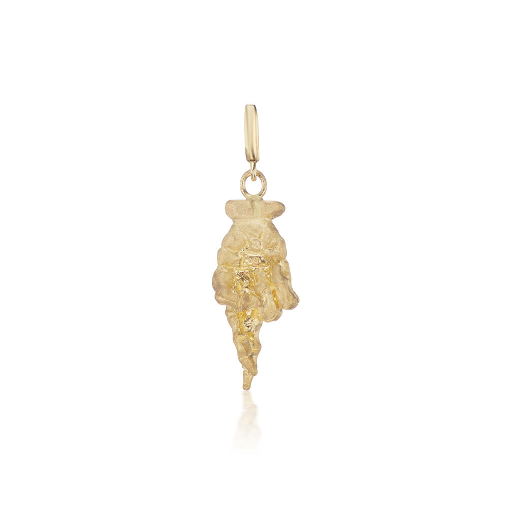 A Luis Morais gold-plated pendant with a shell and yellow gold. Short Fingers Crossed Charm