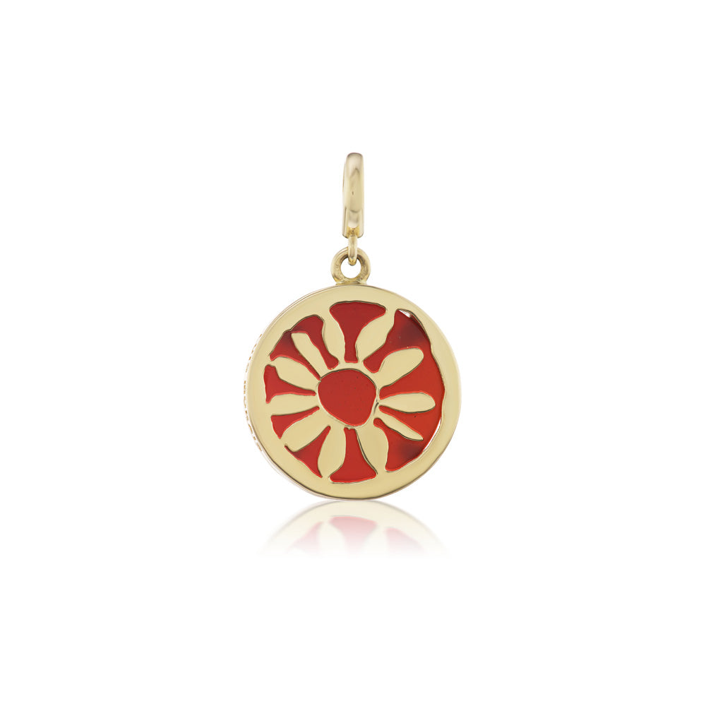 Carnelian Flower Medallion Charm