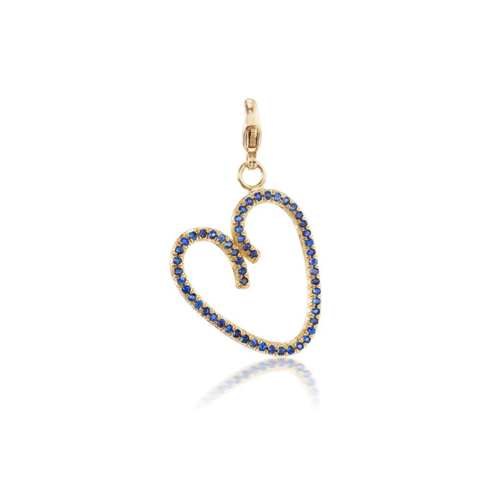 Blue Sapphire Open Heart Charm