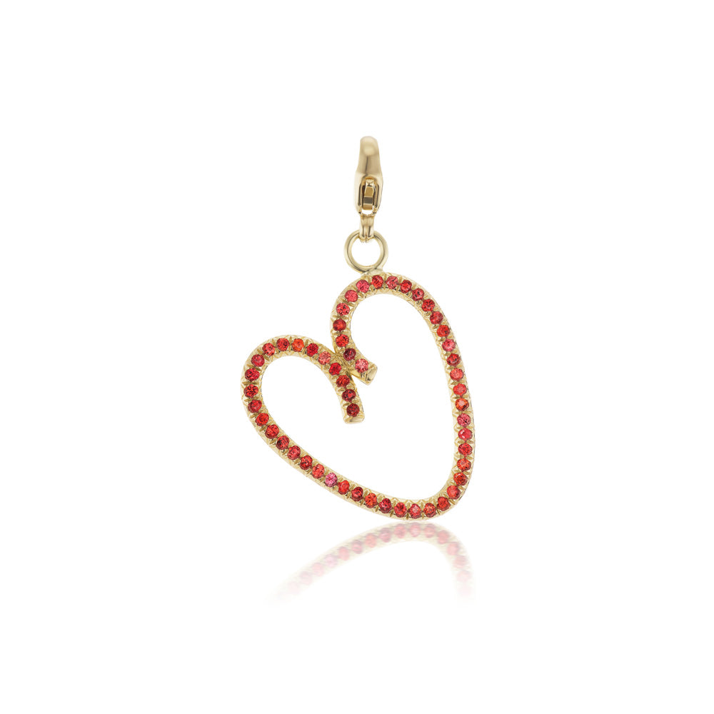 Orange Sapphire Open Heart Charm