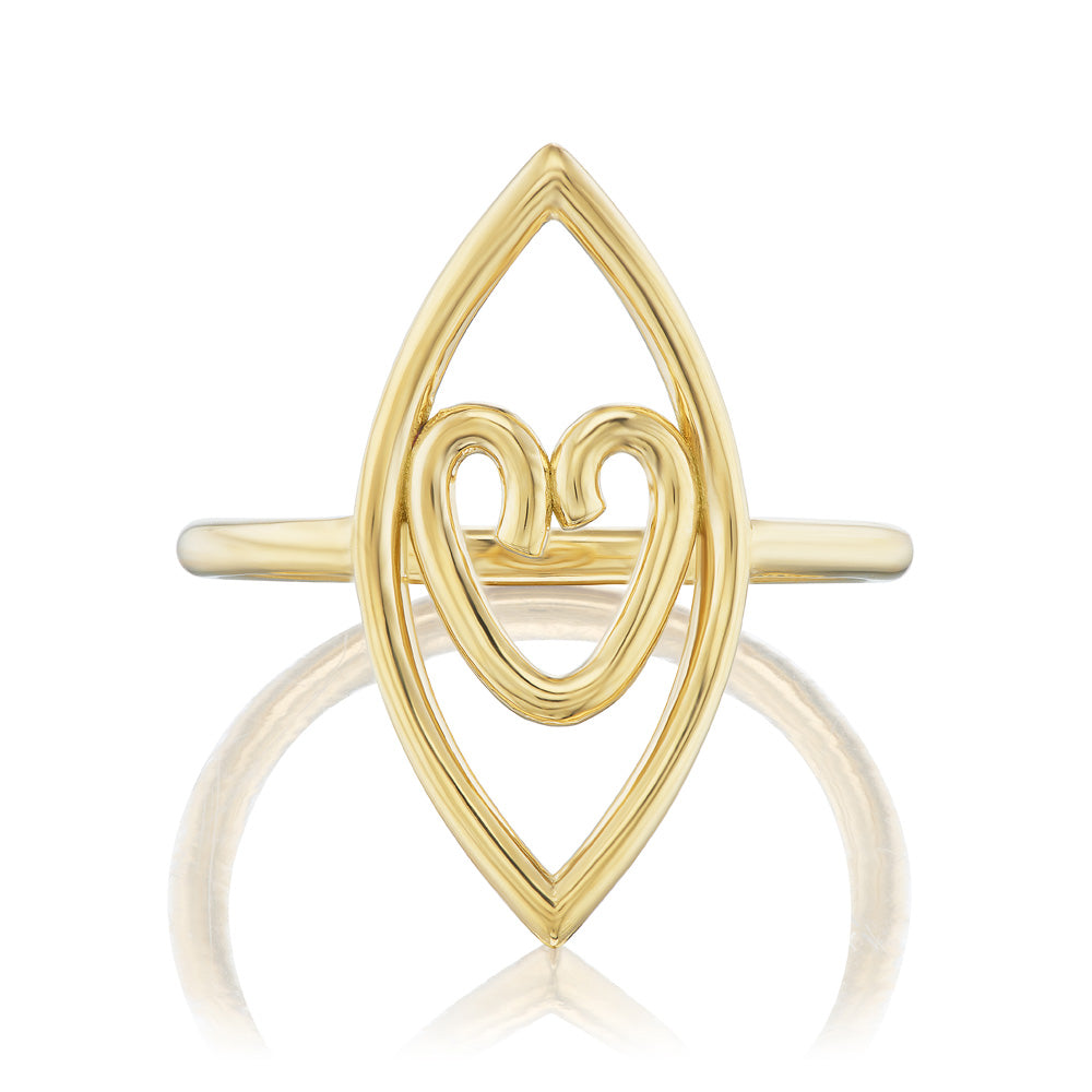 Vertical Eye Open Heart Ring