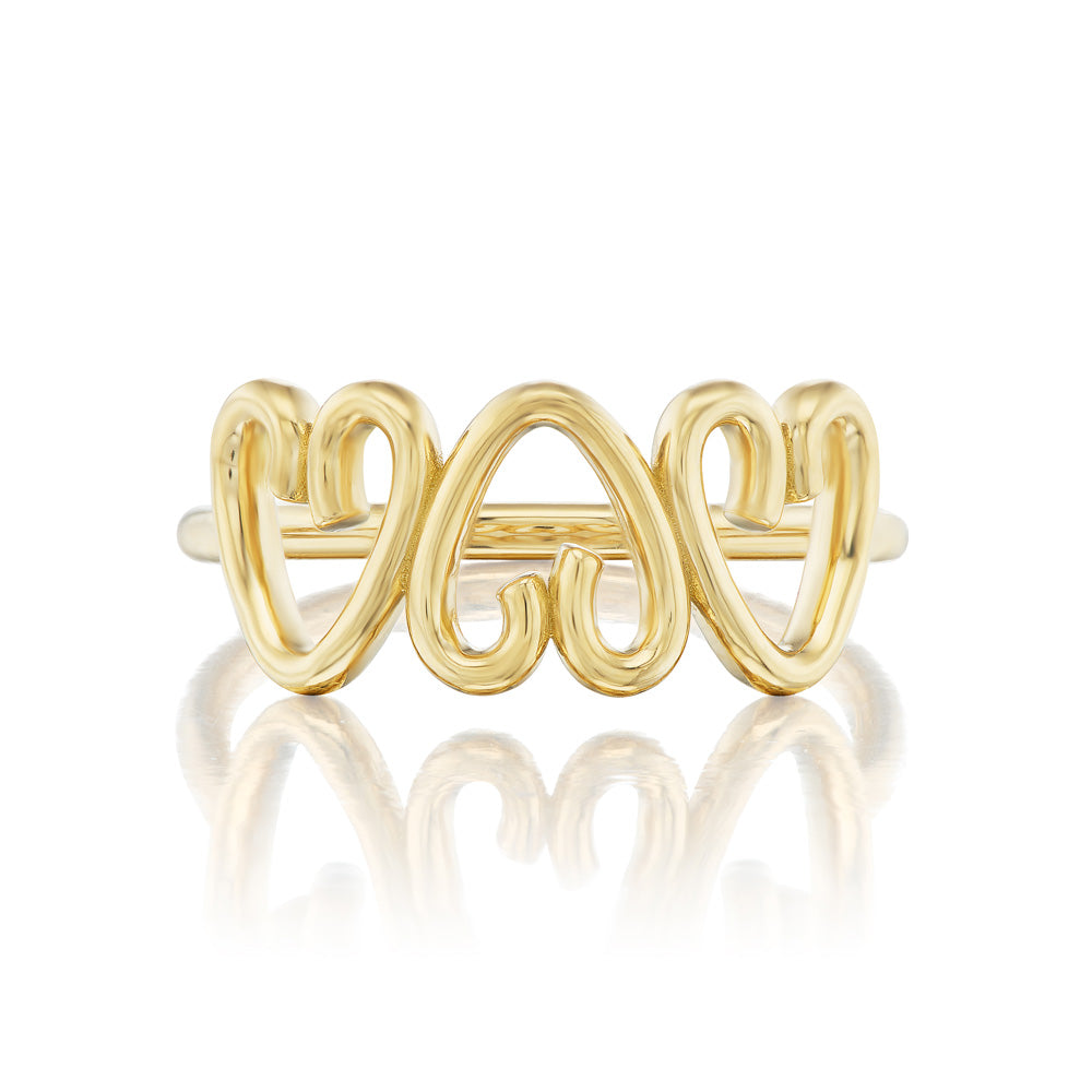 Triple Open Heart Ring