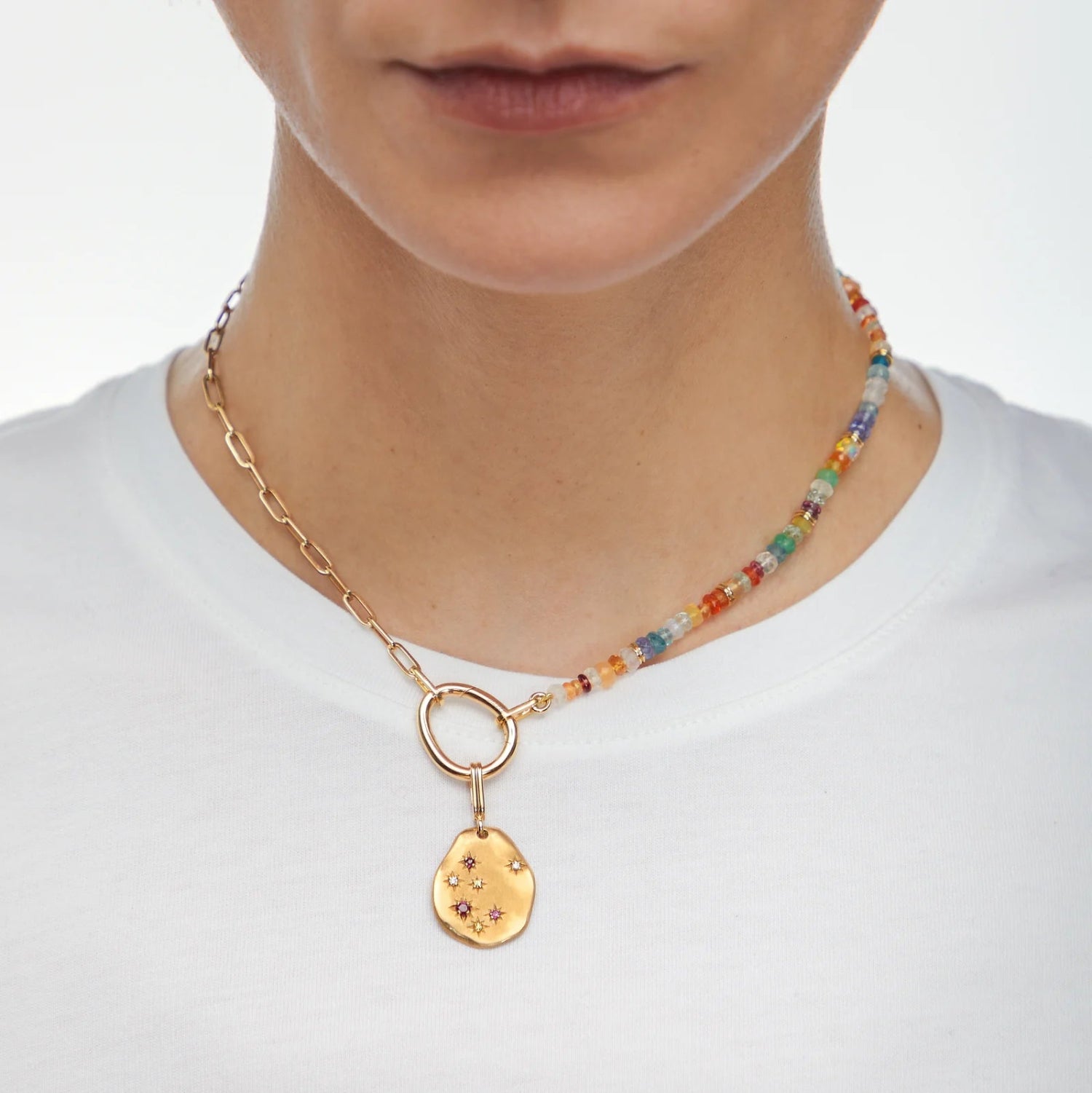 Short Lien Pierres Beaded Necklace