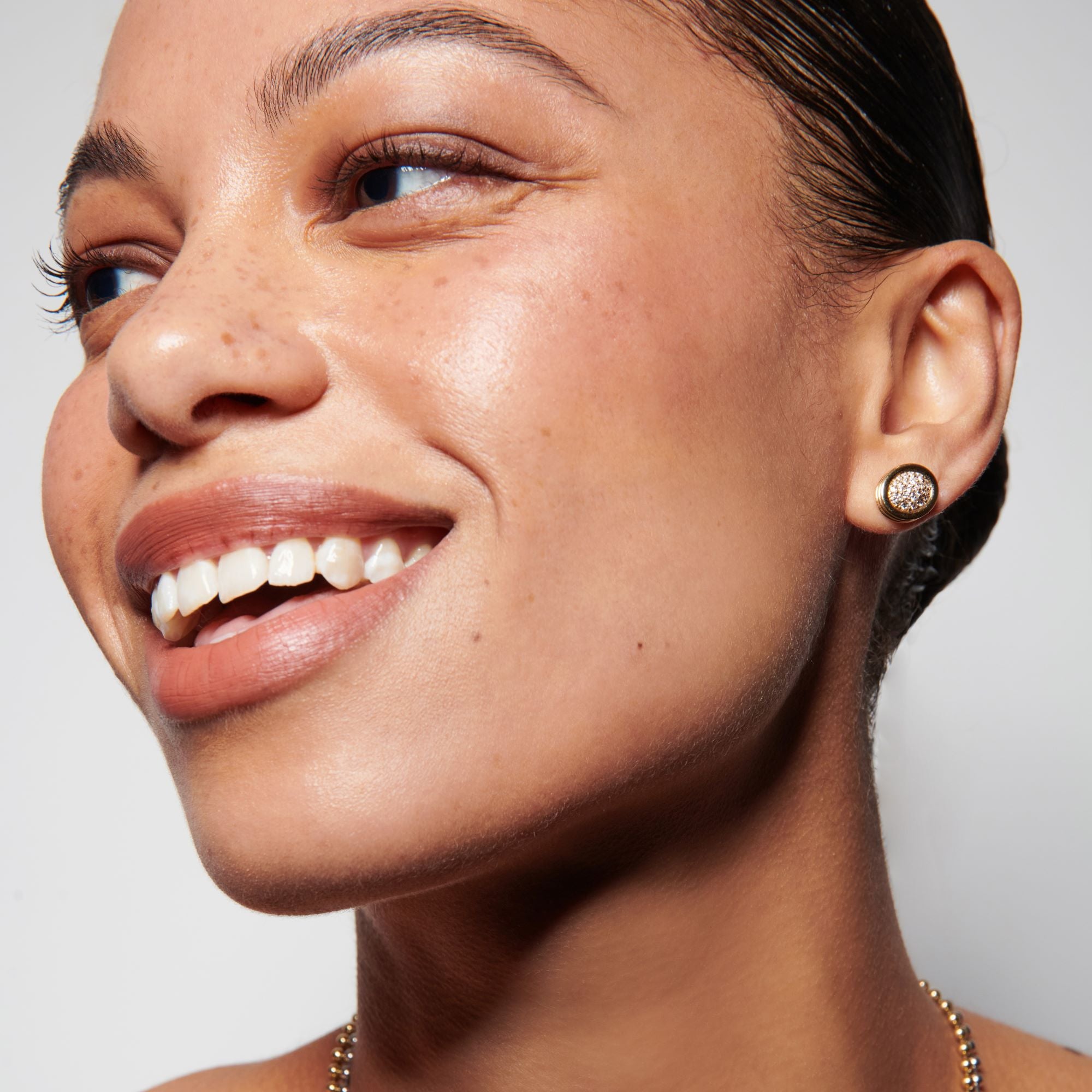 Yellow Gold Pavé Scuba Stud Earrings
