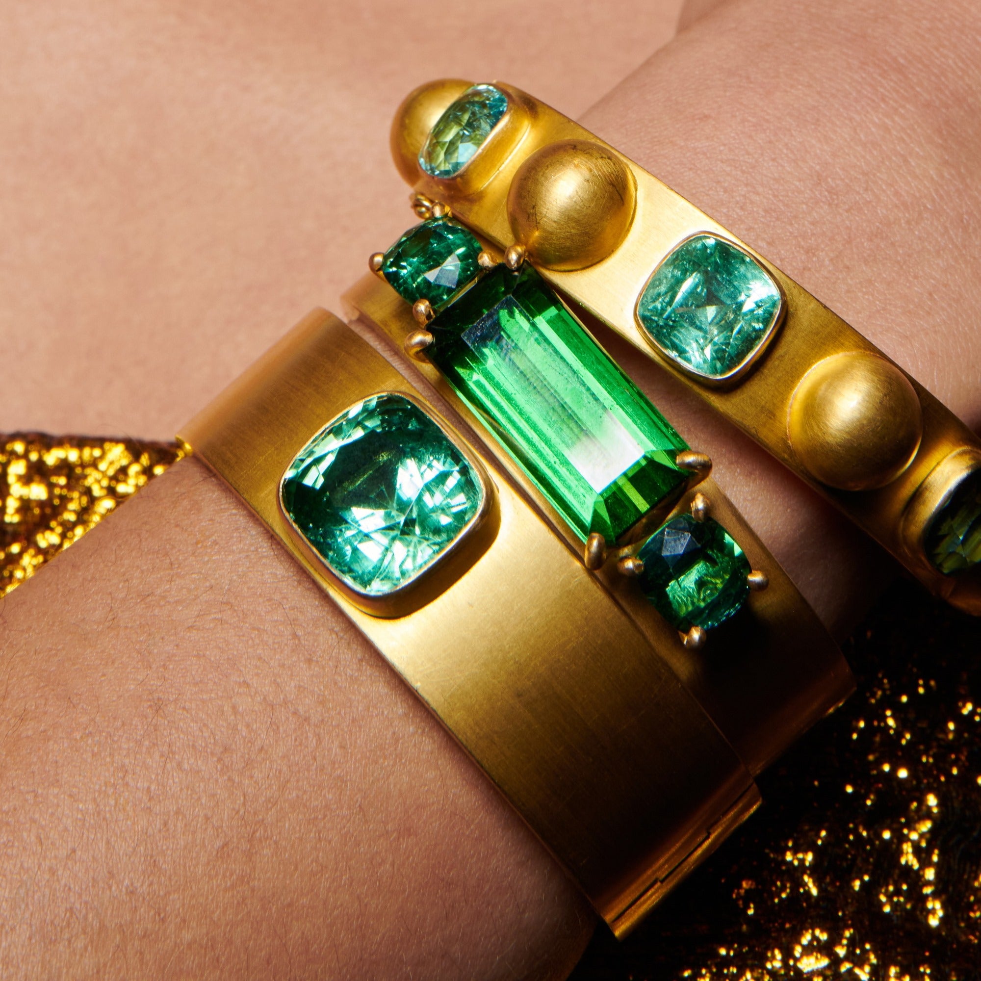 Green-Blue Tourmaline Inca Bracelet
