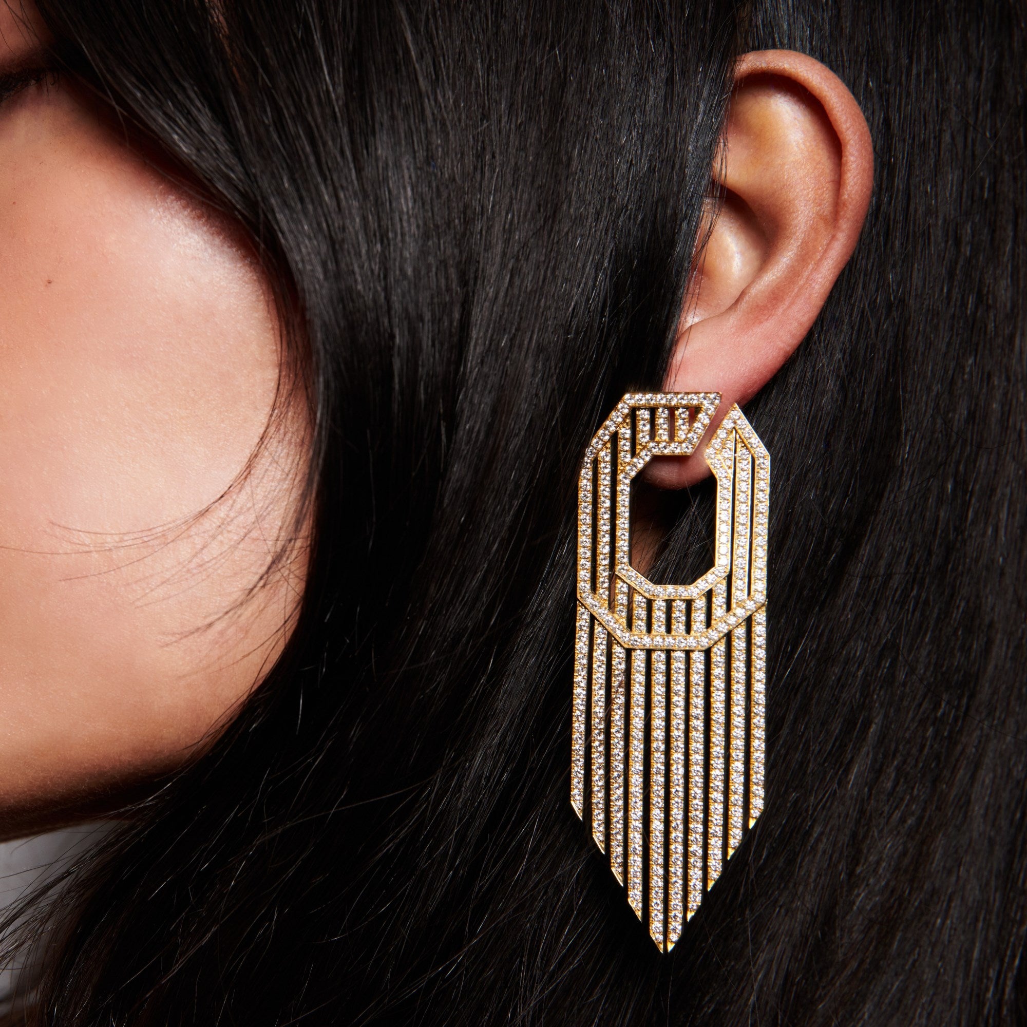 Yellow Gold Fringe Earrings