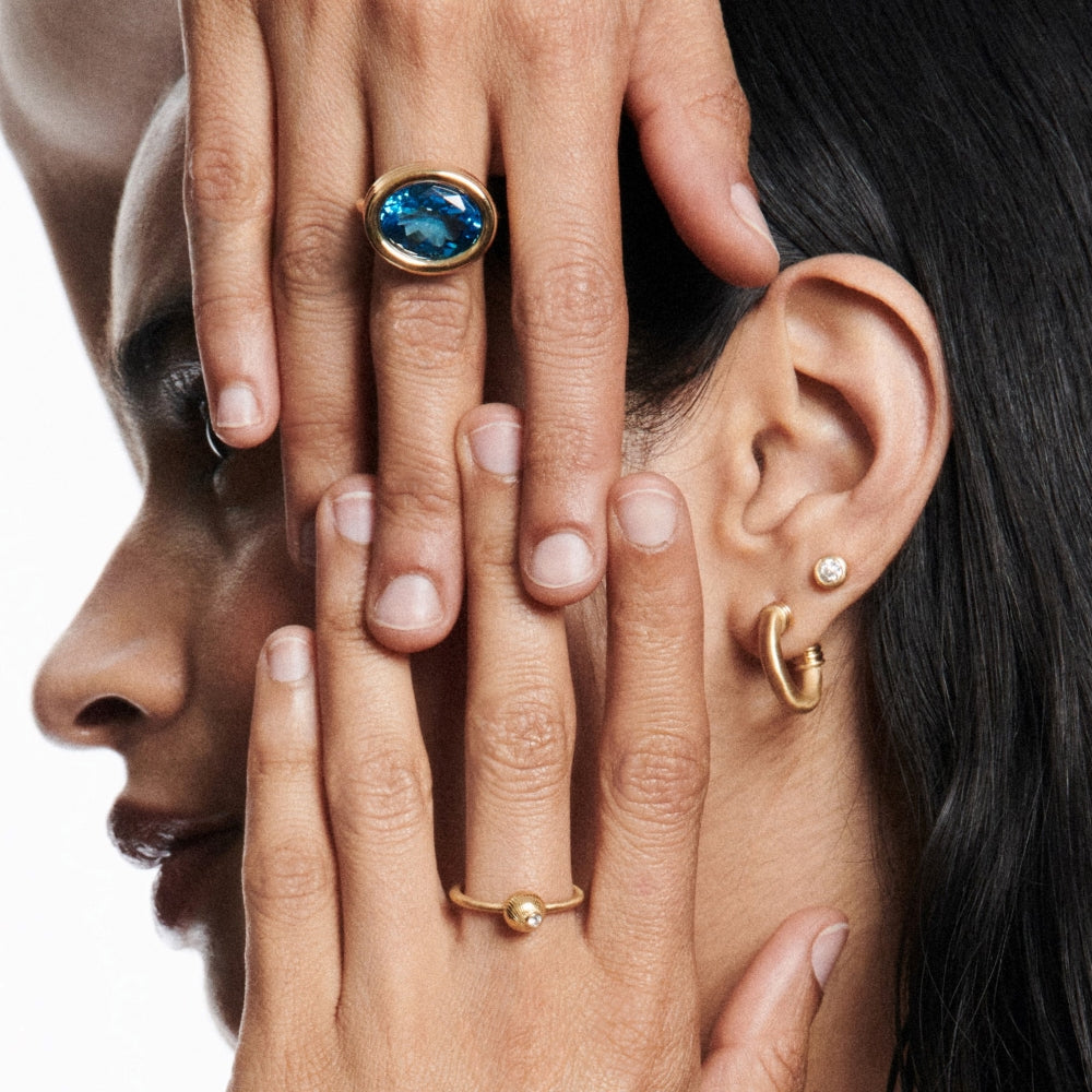 Diamond Mini Grotto Stud Earrings in Yellow Gold