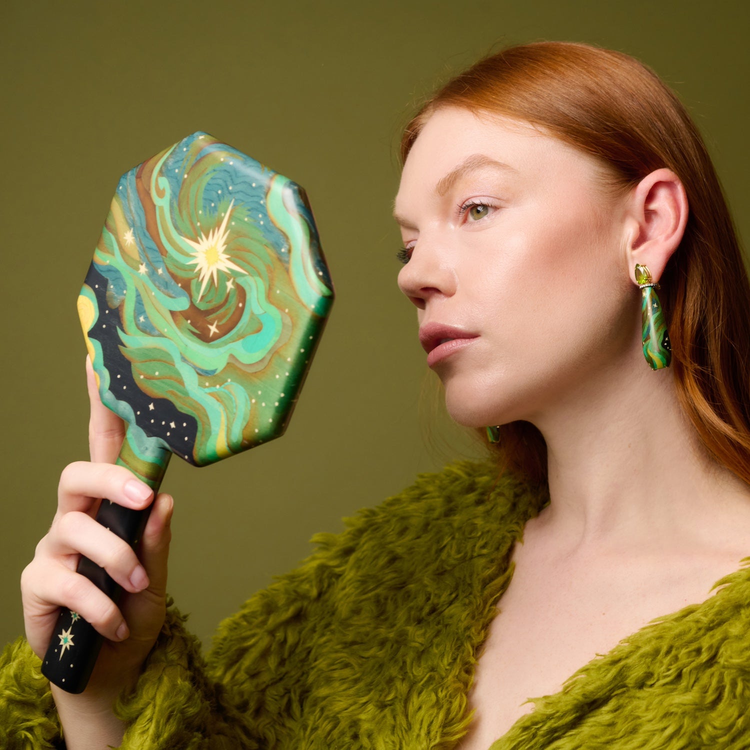 Elphaba's Sky Teardrop Marquetry Earrings