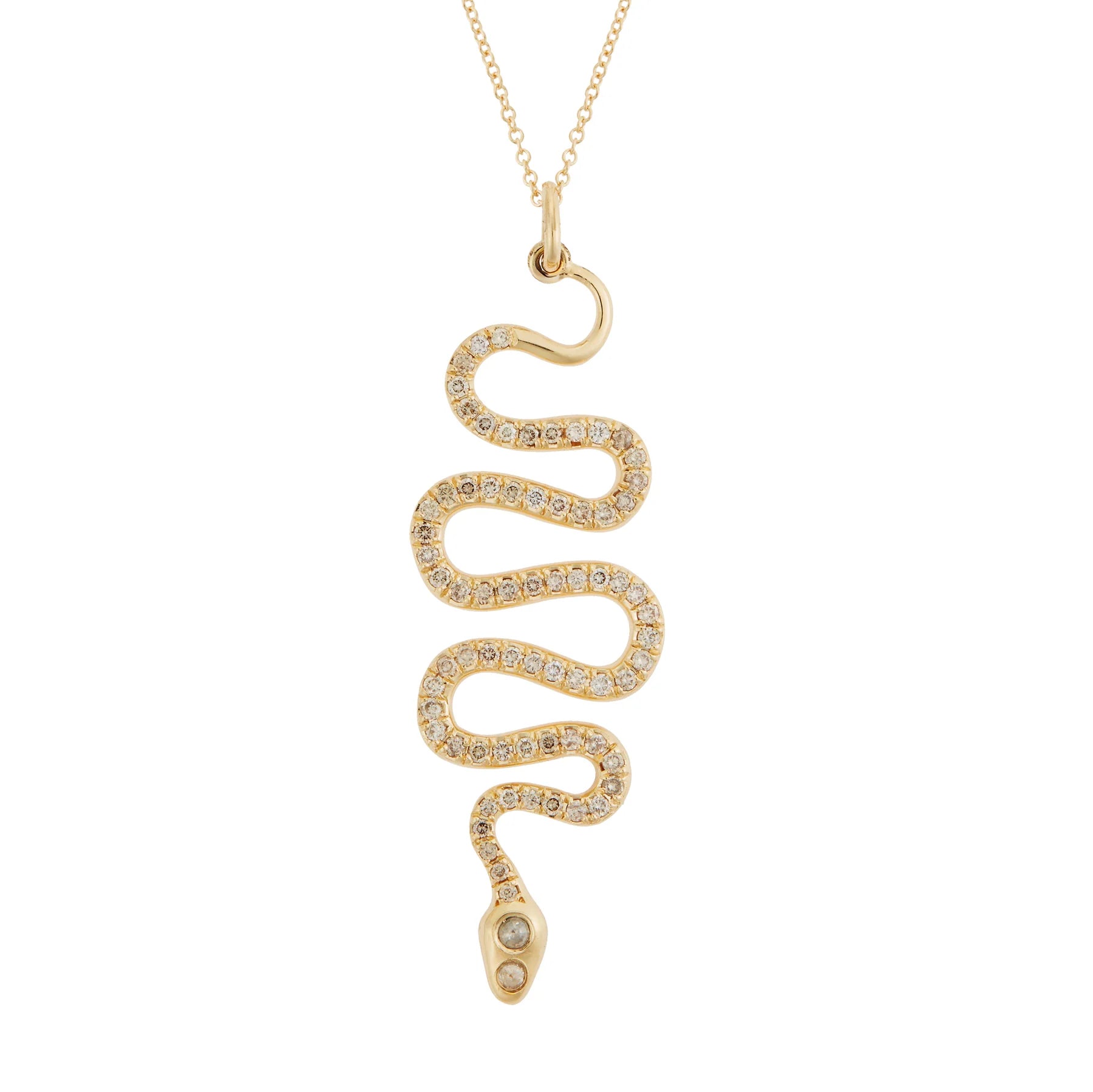 Champagne Diamond Black Mamba Snake Pendant in Yellow Gold