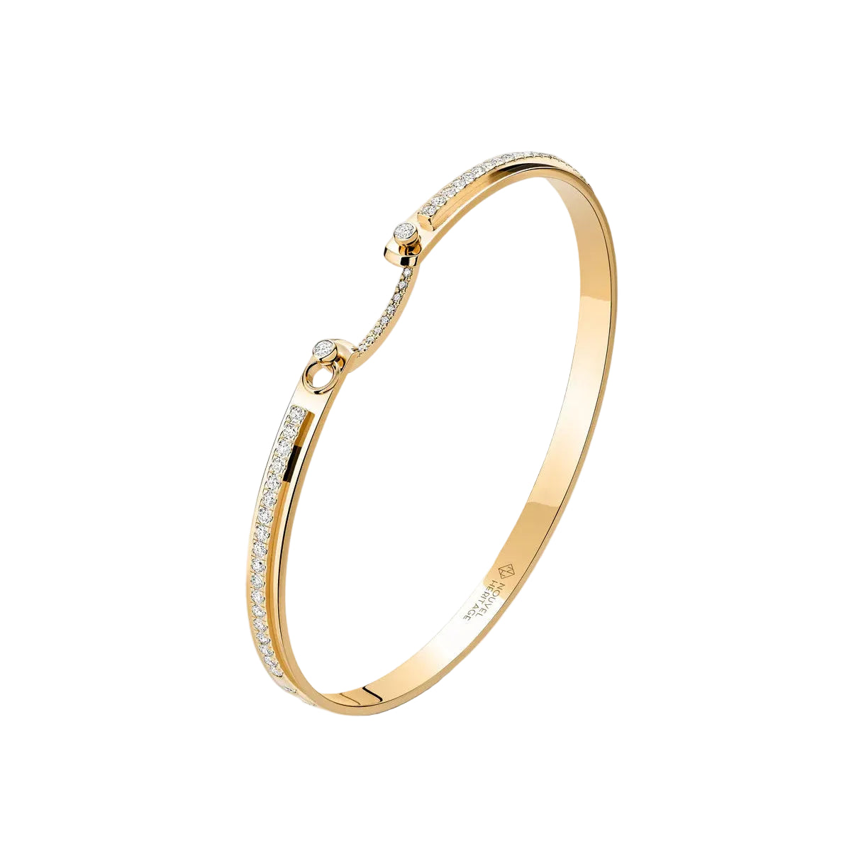 White Diamond Tuxedo Bangle in Yellow Gold