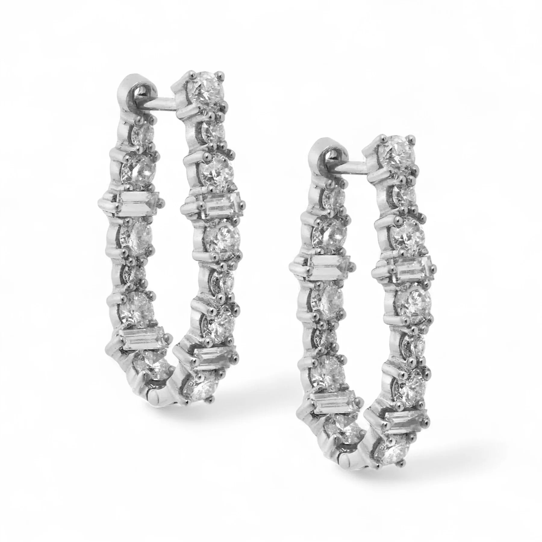 White Diamond Large Rivulet Hoops in White Gold