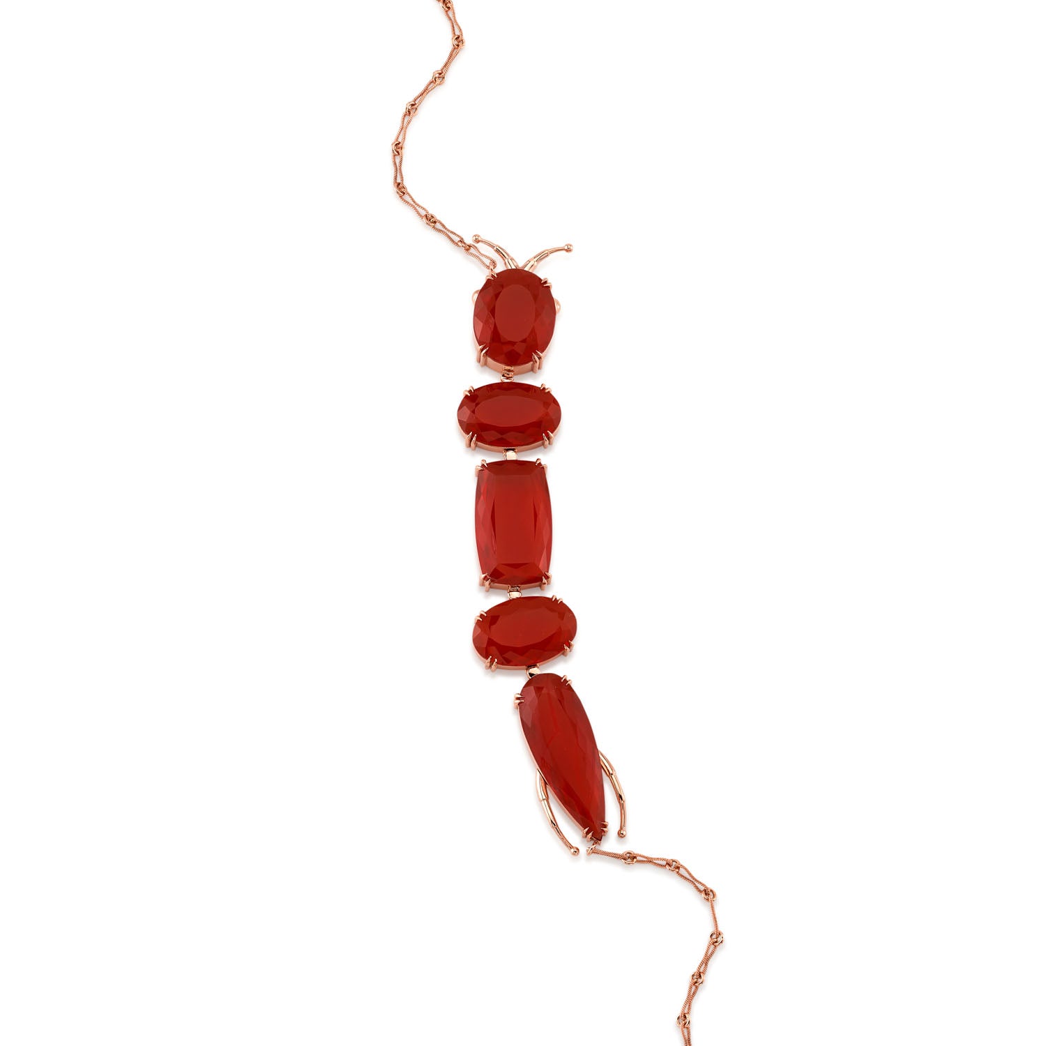 Multi-Shape Fire Opal Statement Necklace in Rose Gold