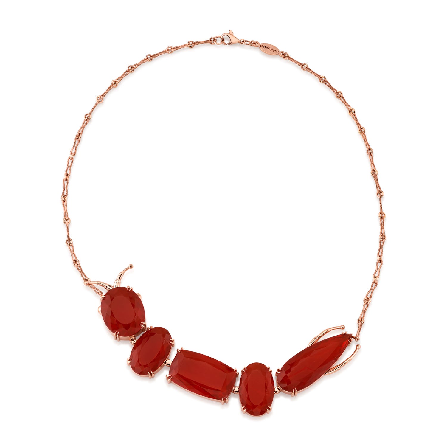 Multi-Shape Fire Opal Statement Necklace in Rose Gold