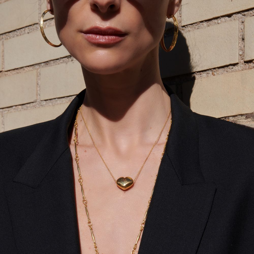 Gold Bubble Heart Necklace