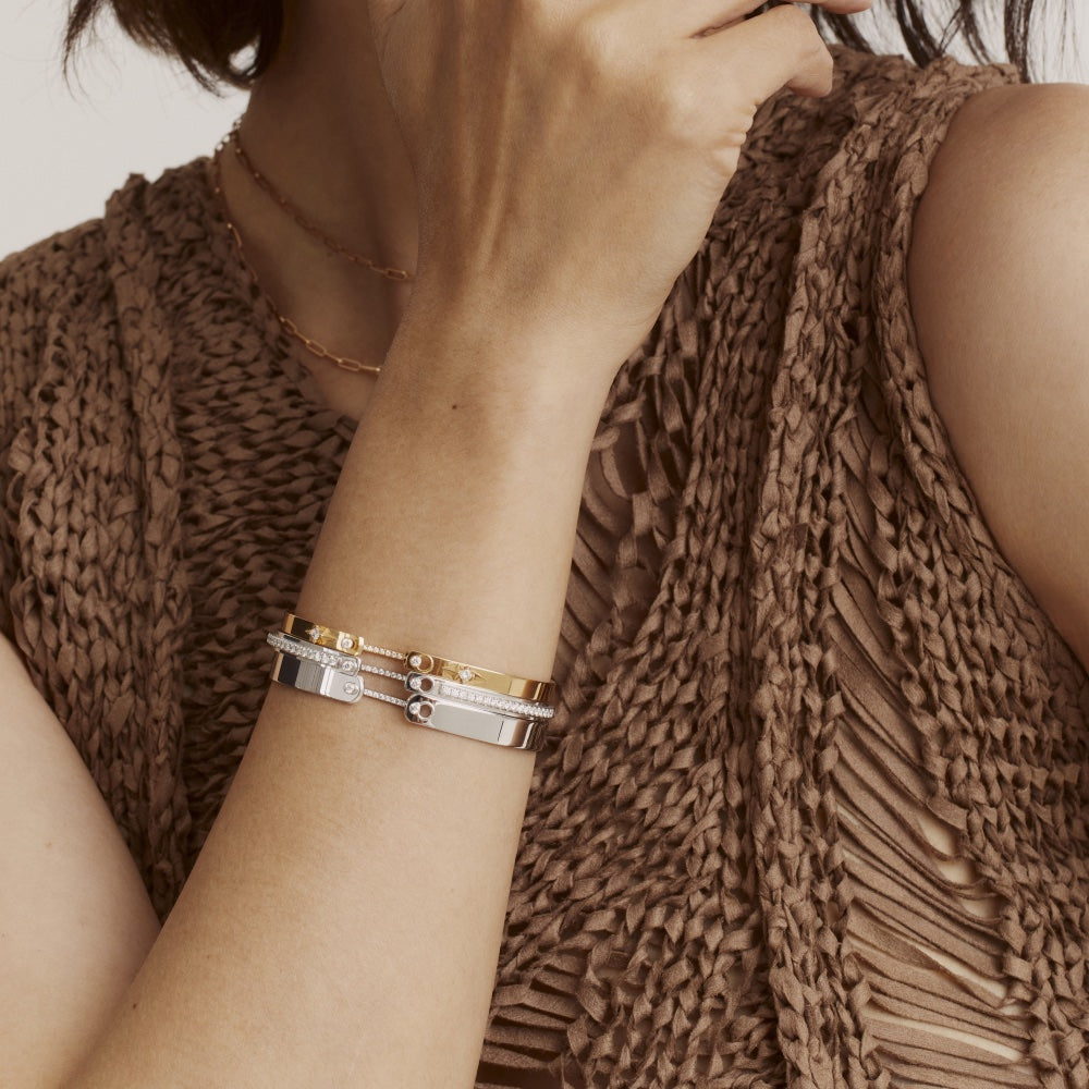 Tuxedo Mood Bangle in White Gold