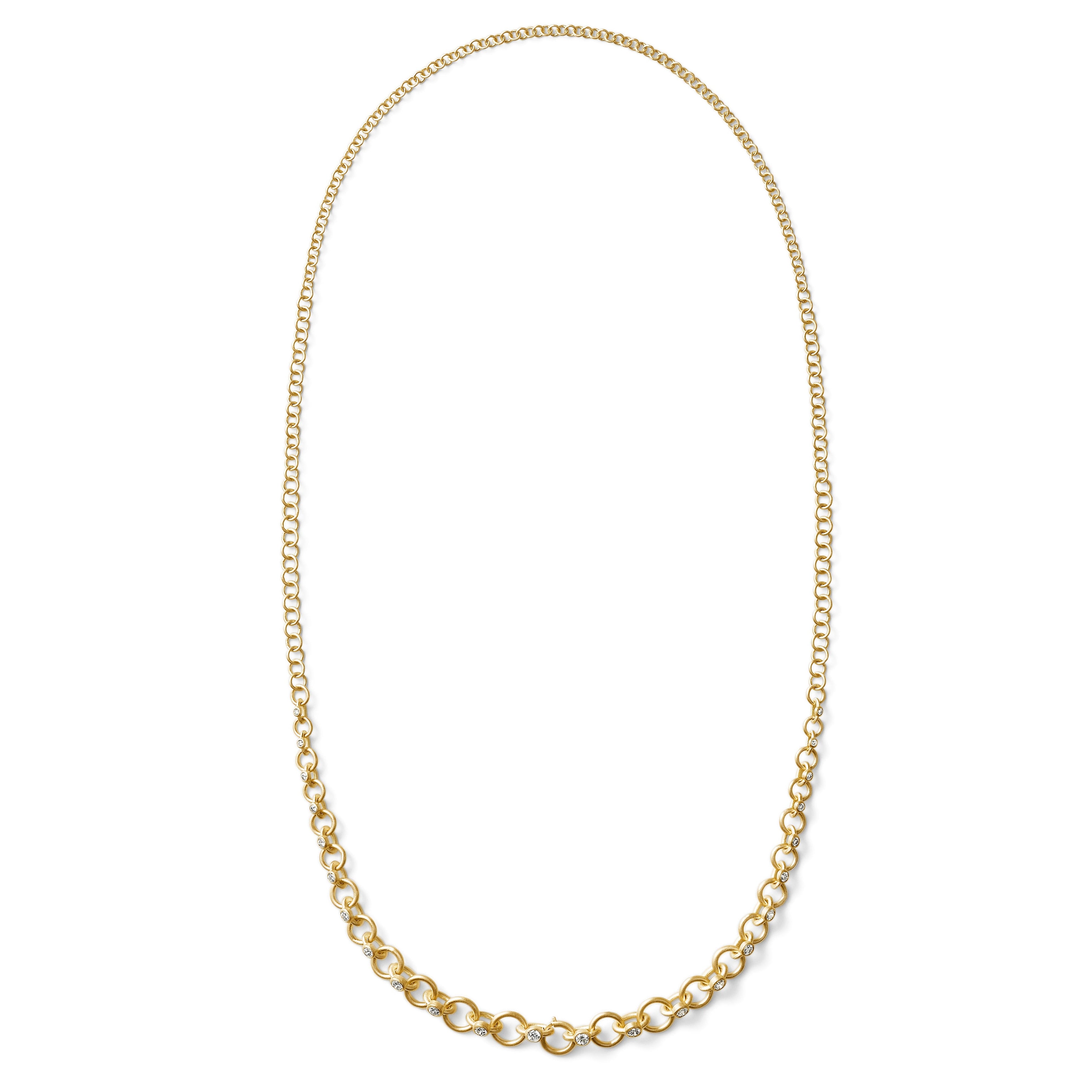 Yellow Gold and Diamond Link Necklace 01