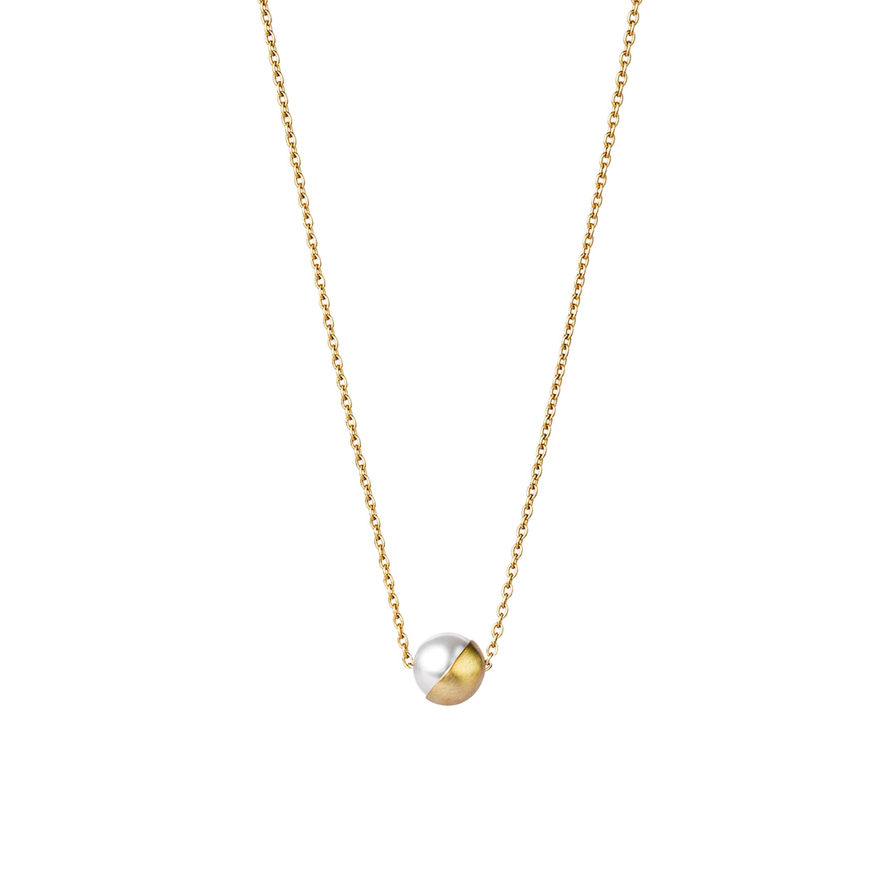 Yellow Gold 45° Half Pearl Necklace
