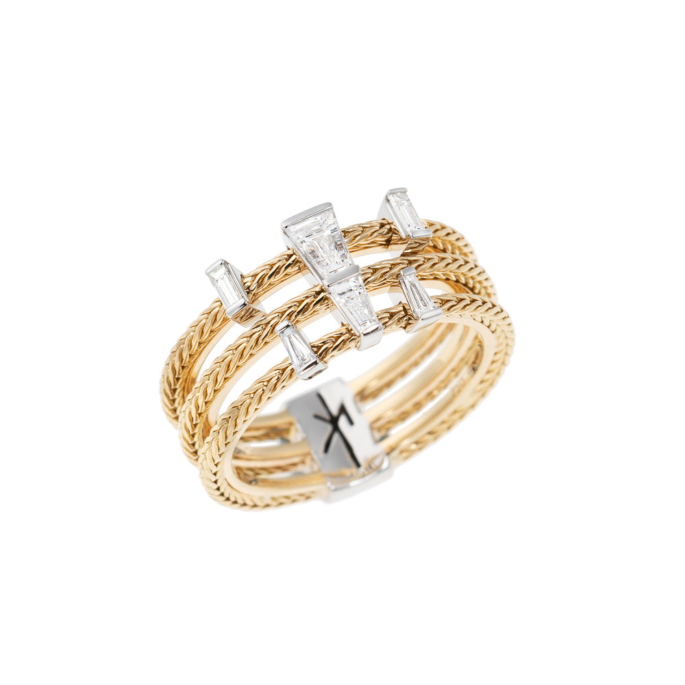 White Diamond Together Diamond Ring in Yellow Gold